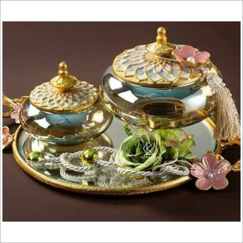 सिल्वर डेकोरेटिव ग्लास बाउल