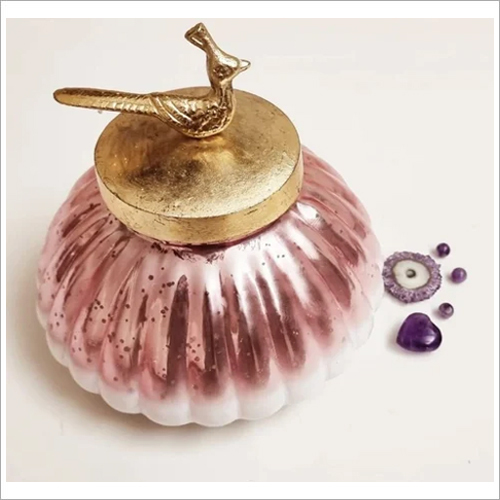 पिंक ग्लास पीकॉक जार