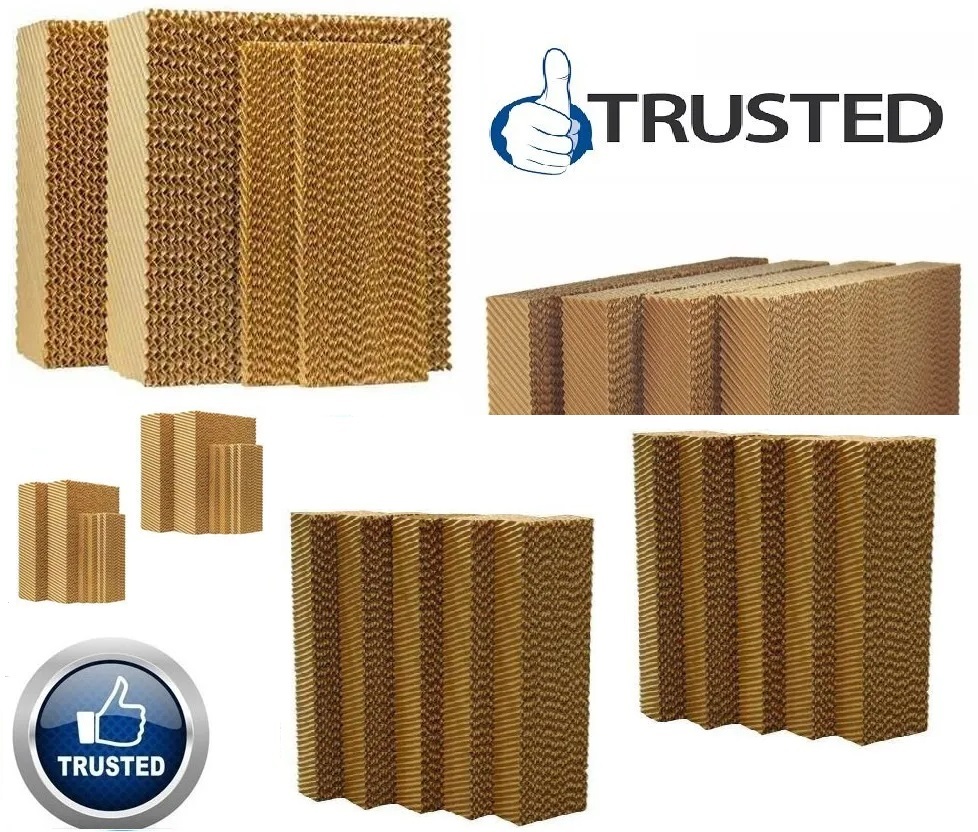 Cellulose Pad - 600x600x50mm To 1800x600x300mm | Eco-friendly Brown And Green Cooling Solution For Industrial And Agricultural Applications