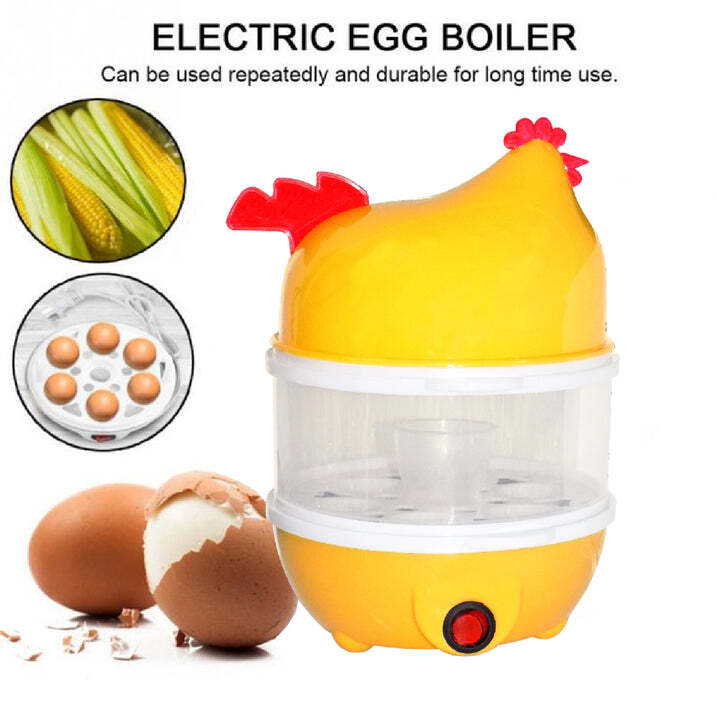 Hen Shape Egg Boiler Home Machine - Plastic Material, 16x17x20 Cm | Mix Color, Weight: 440gm, Ships At 1098gm, Efficient Egg Cooking Solution