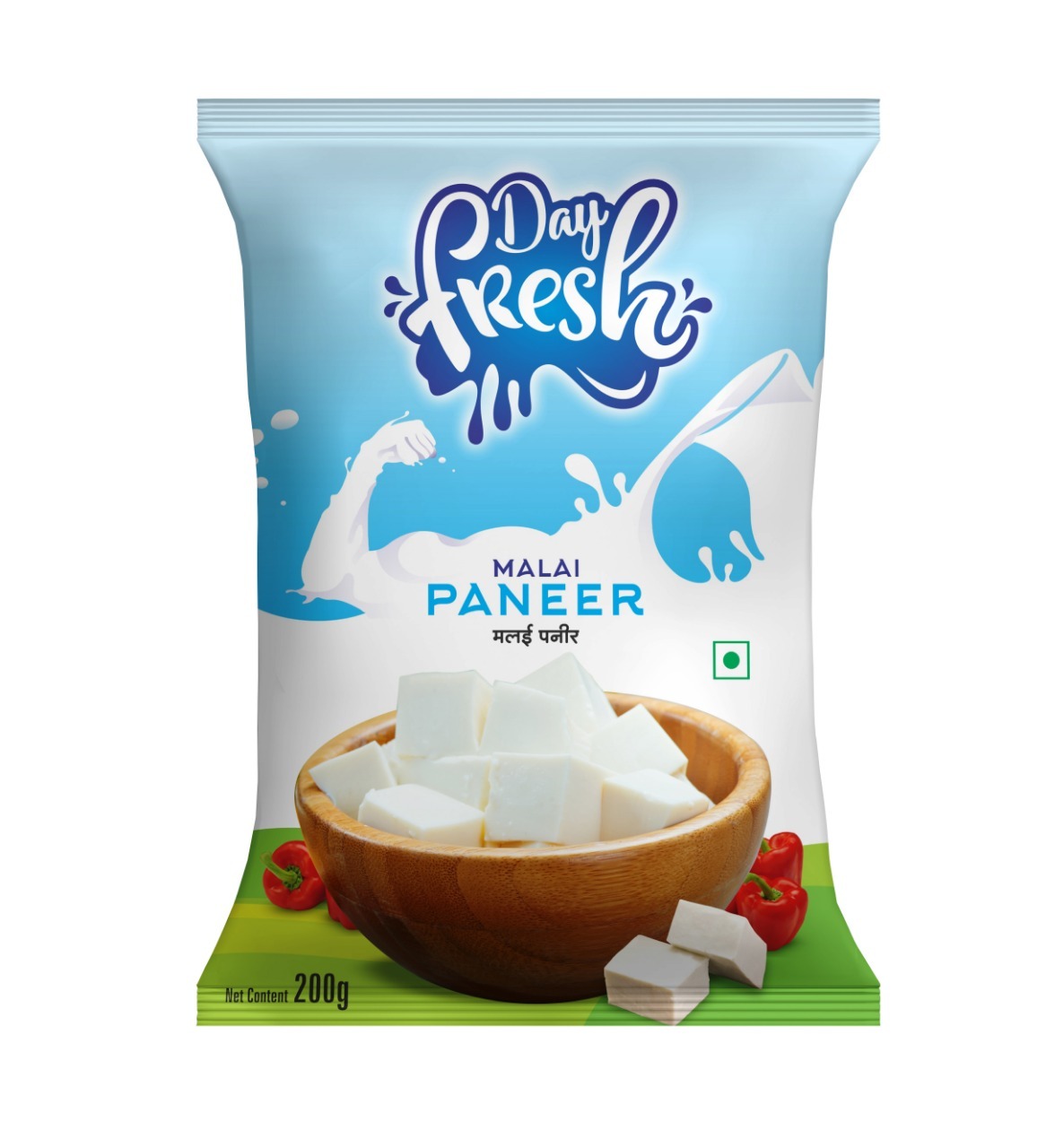 Printed Paneer Pouches - Pet Material, Custom Size, Vibrant Print Colors | Soft, Moisture Proof, 3-side-seal Design For Airtight Packaging