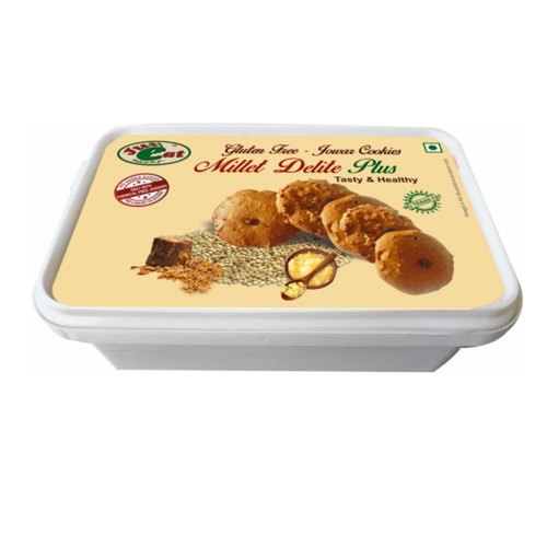 Millet Delite Plus Jowar Cookies - Solid Form, Eggless, Sweet Flavor, 6 Months Shelf Life | Pure and Delicious High-Fiber Snack