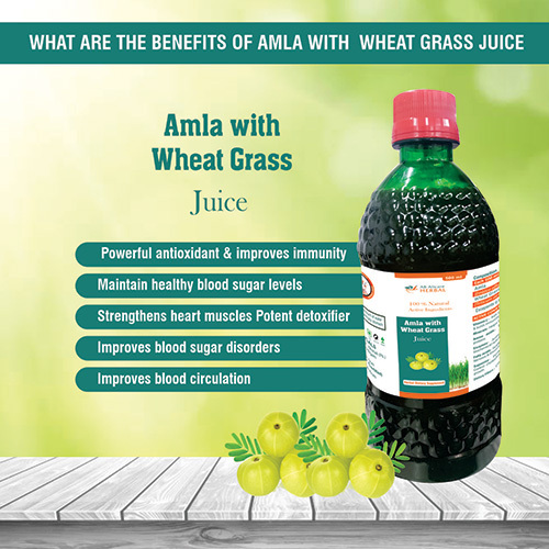Amla With Wheat Grass Juice - 500ml Gel, Fresh Herbs For All, Aids Digestion And Reduces Bloating