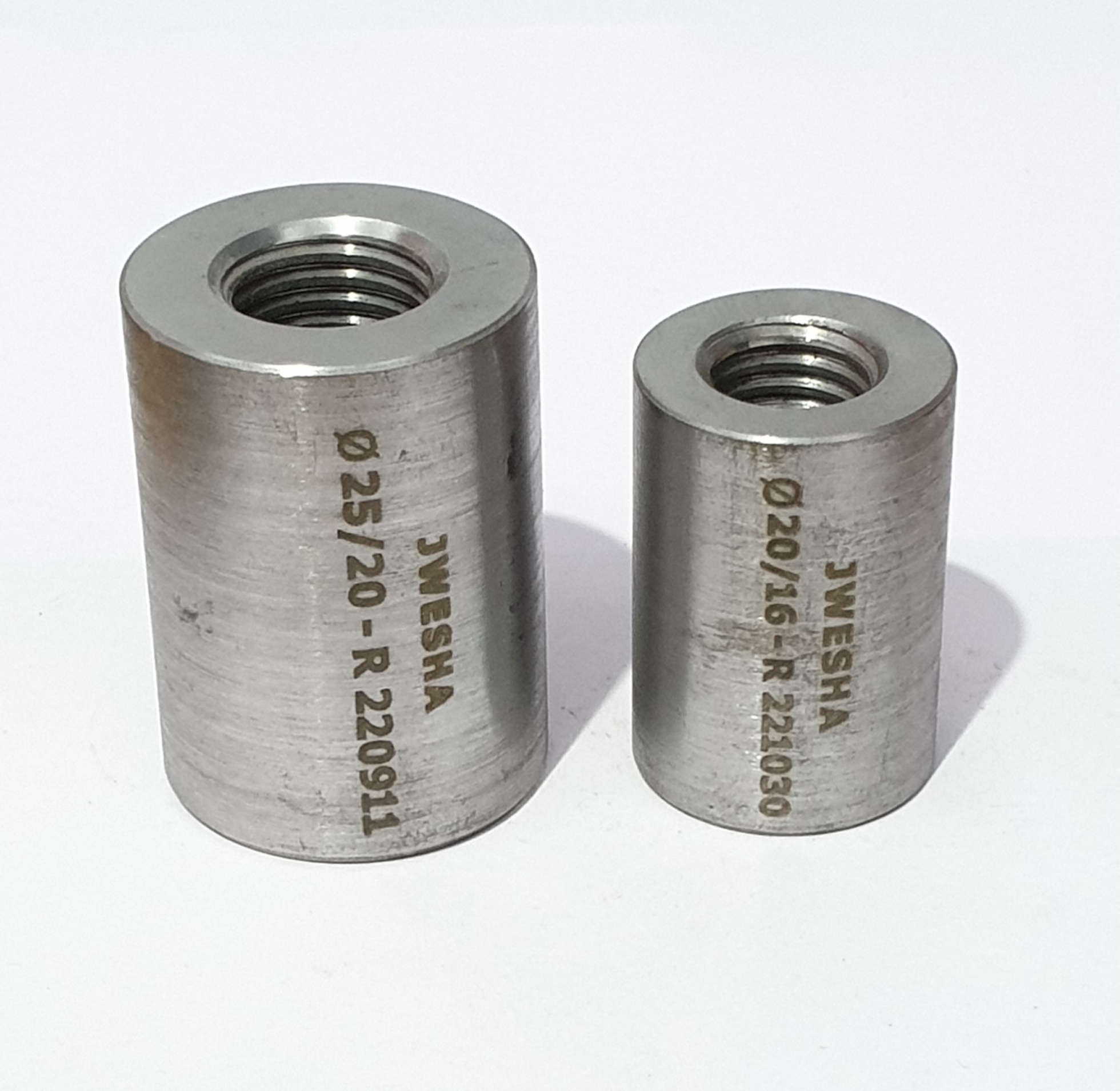 25/20 Transition Rebar Couplers - Length 55mm, Outer Diameter 40mm, Round Shape, Thread 2.50mm/3.00mm | Female Connection, Ideal For Construction Applications