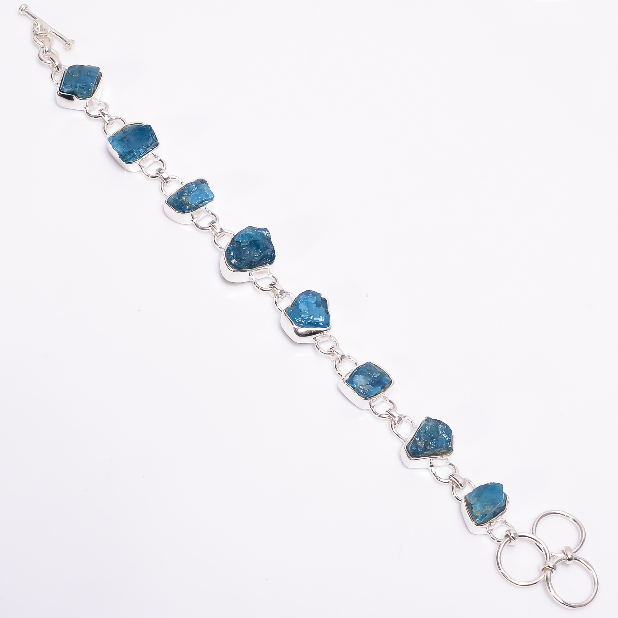 Natural Blue Kyanite Raw Gemstone 925 Sterling Silver Bracelet Women Fashion Jewelry Supplier - Weight: 20.3 Grams (G)