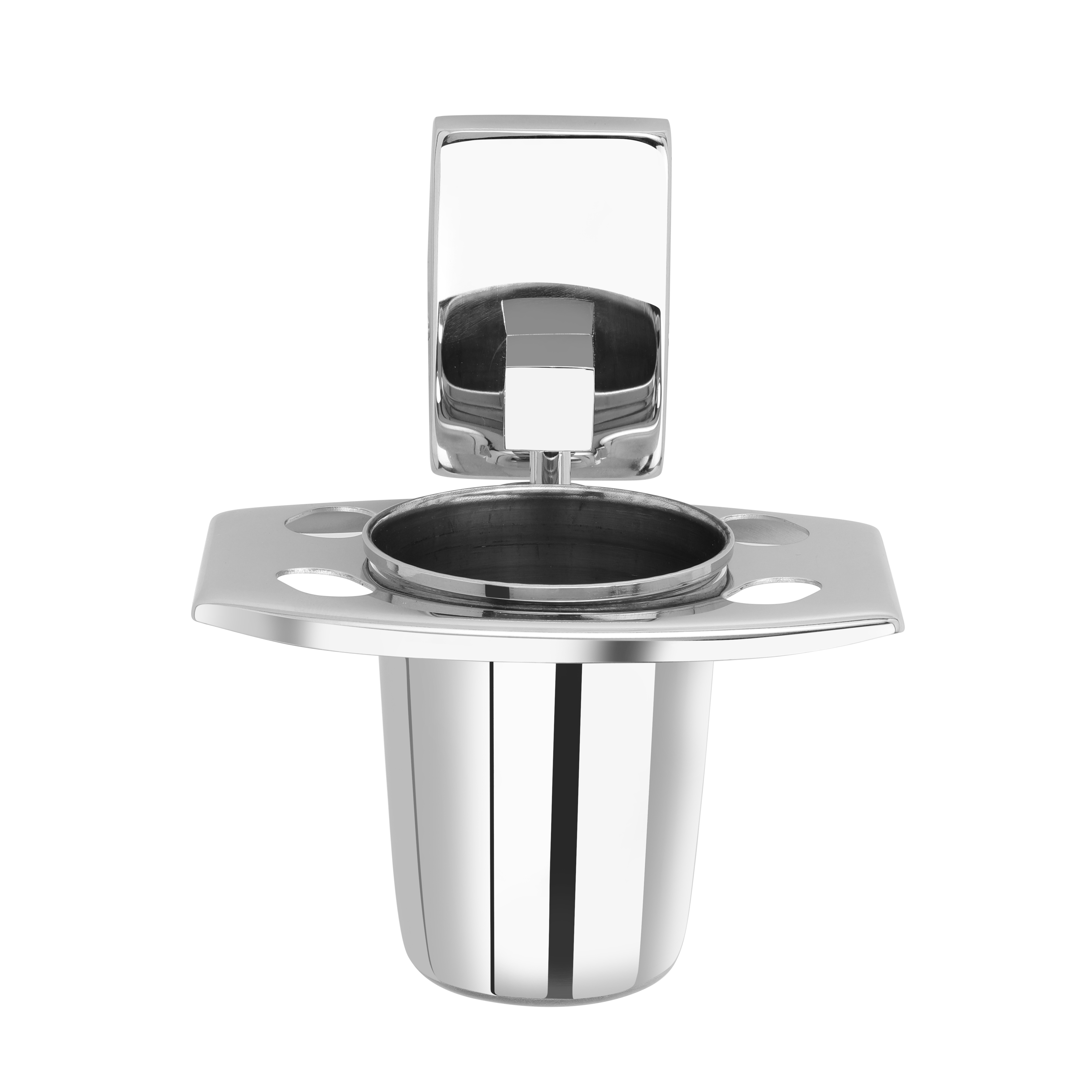 Jazz Brush Holder - Stainless Steel, 10 Inch, Glossy Finish | Durable Bath Hardware Set With Modern Design