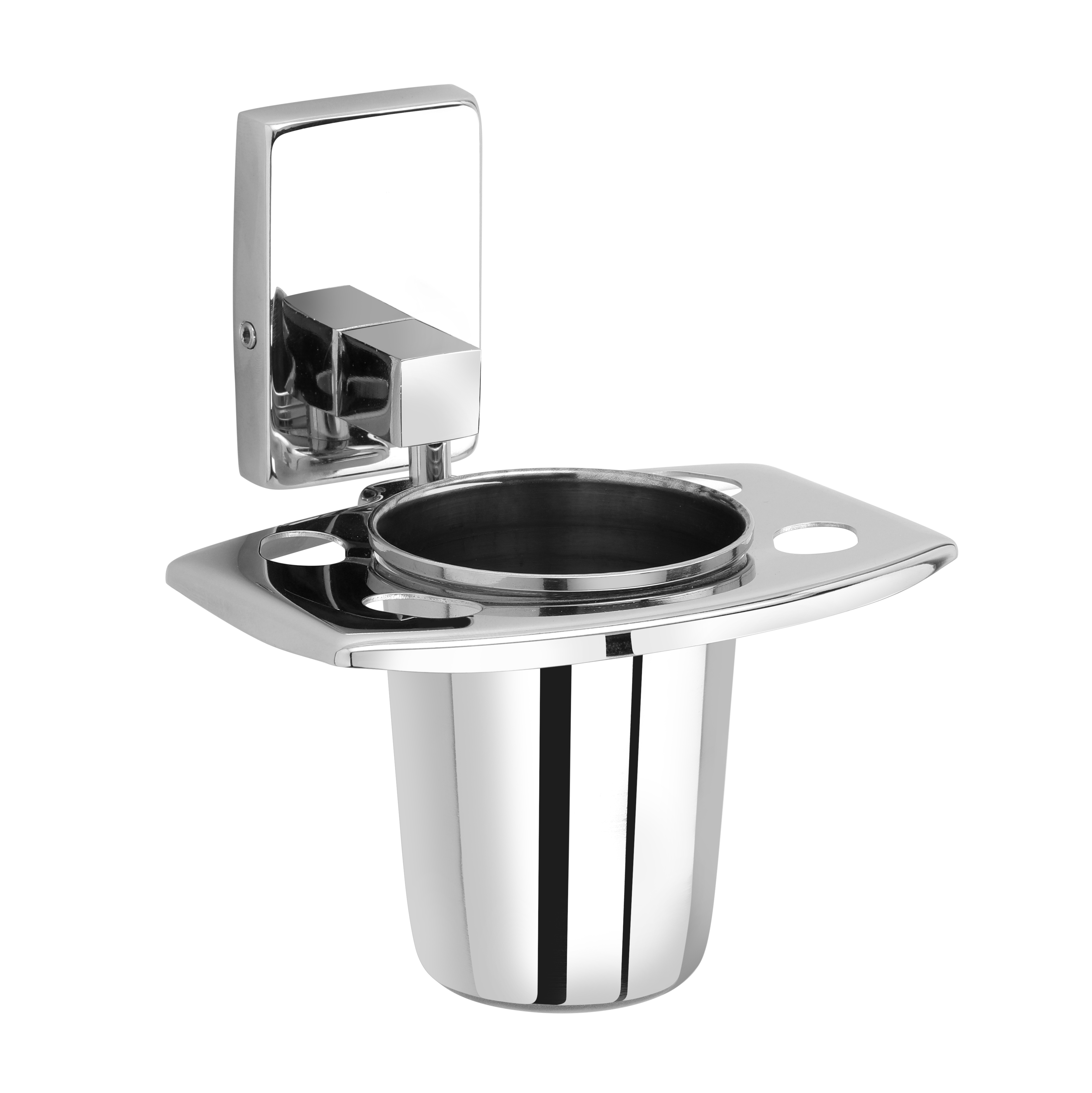 Jazz Brush Holder - Stainless Steel, 10 Inch, Glossy Finish | Durable Bath Hardware Set With Modern Design