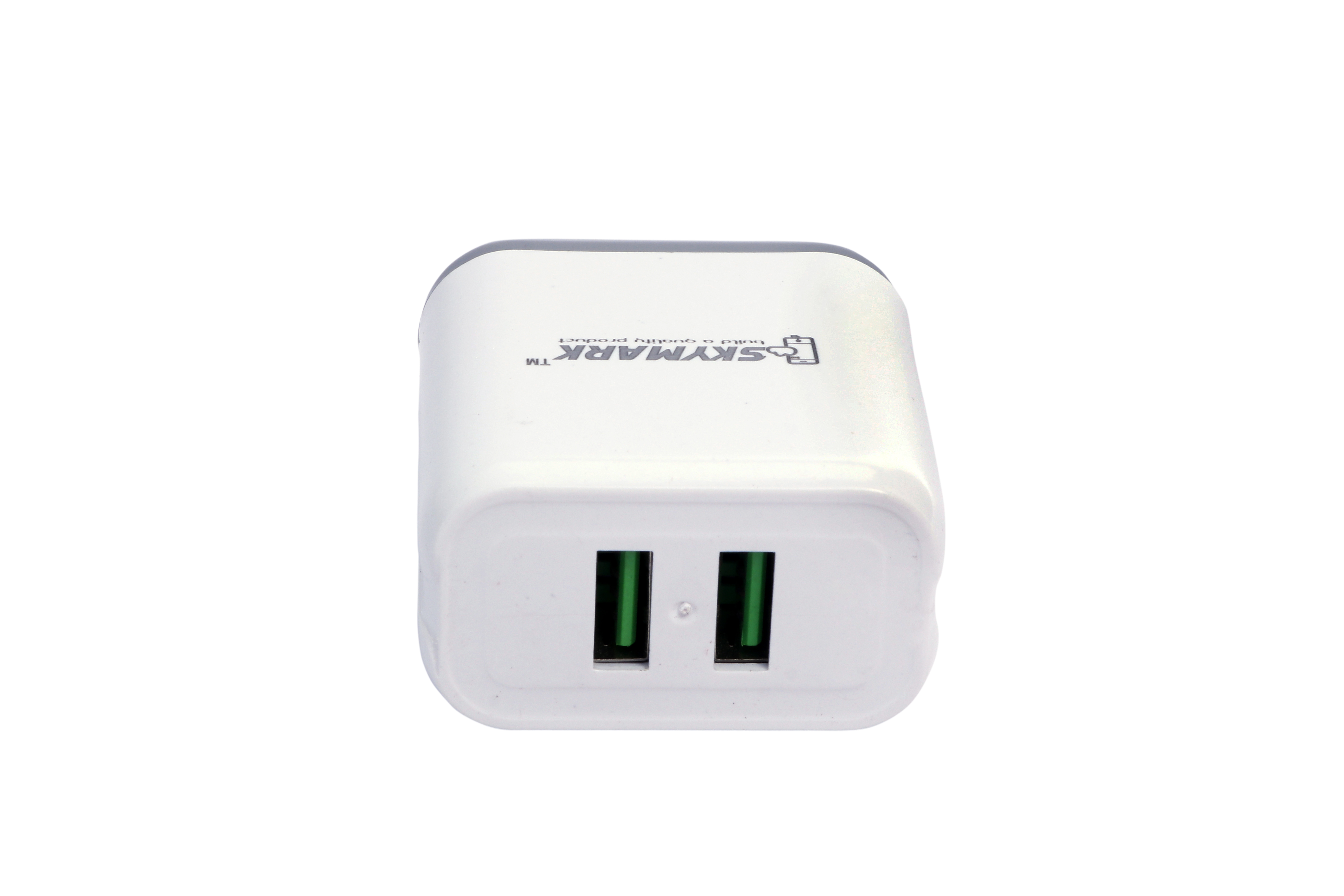 Fast Charger - Abs Pc Material, Dual Usb Ports, 2.4a Total Output | Adaptive Fast Charging Technology, Black & White Display