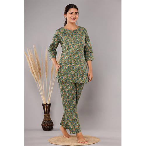 Cotton Sleepwear - Cotton, S/m/l/xl/xxl/xxxl Size, Green | Printed Pattern, Designer Night Suits For Maximum Comfort In Rainy, Spring & Summer Seasons