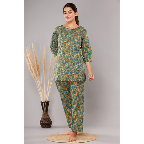 Cotton Sleepwear - Cotton, S/m/l/xl/xxl/xxxl Size, Green | Printed Pattern, Designer Night Suits For Maximum Comfort In Rainy, Spring & Summer Seasons