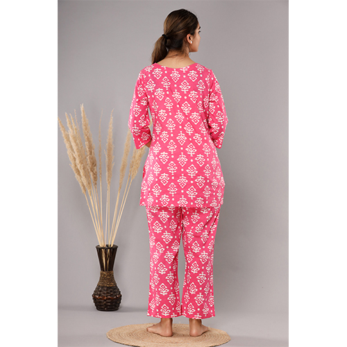Cotton Night Suit - Xl, L, S, M, Xxl, Xxxl, Plus Size | Pink Printed Fabric For Women, Ideal For Summer, Rainy, And Spring