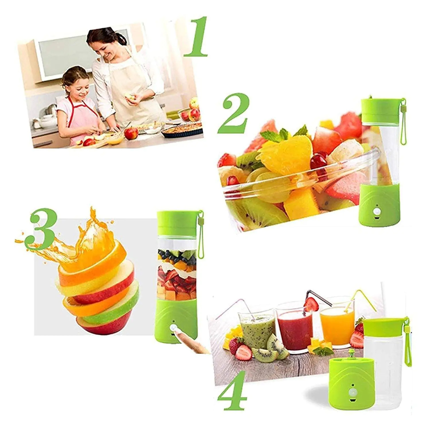 Green Portable And Rechargeable Battery Juice Blender