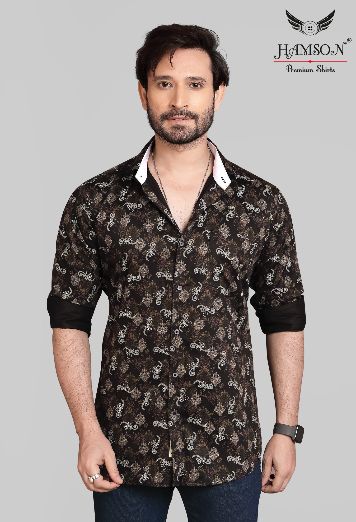Mens Satin Cotton Shirts Lily 46b Collar Style: Standard