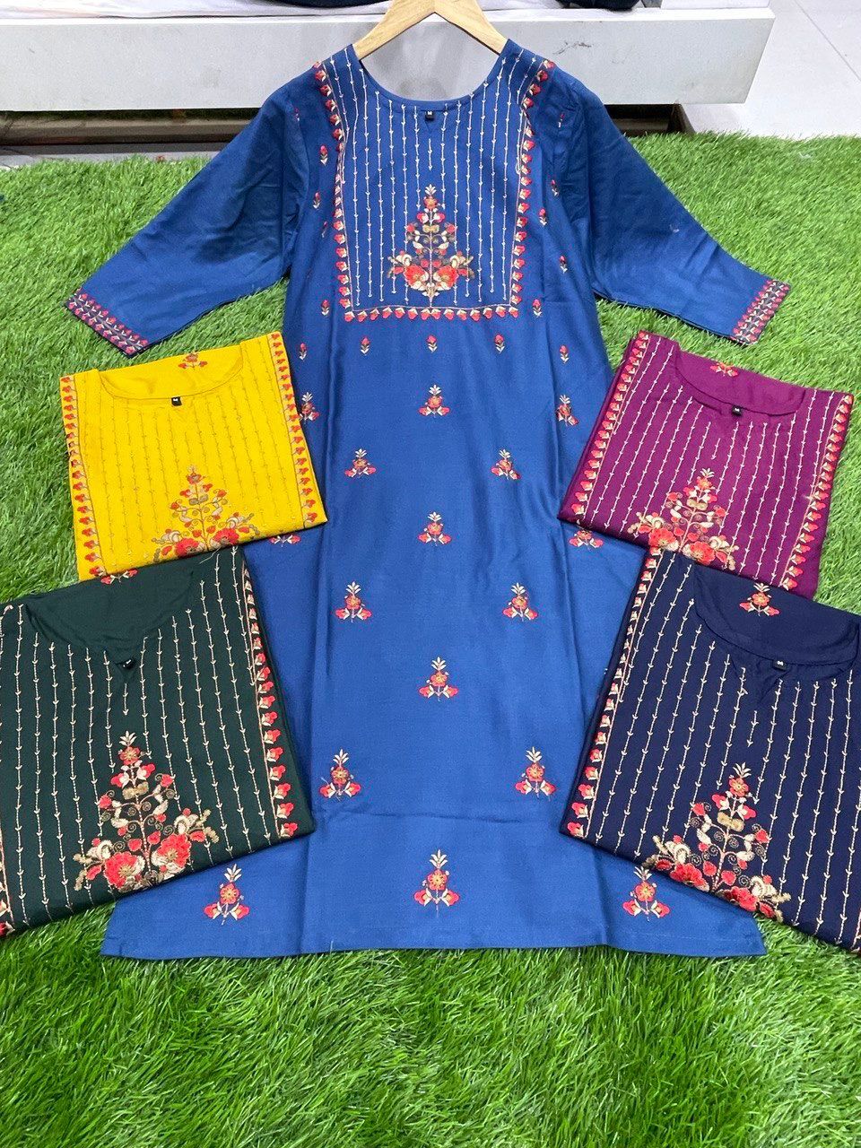 Washable Rinku Navy Blue Heavy Rayon Kurti