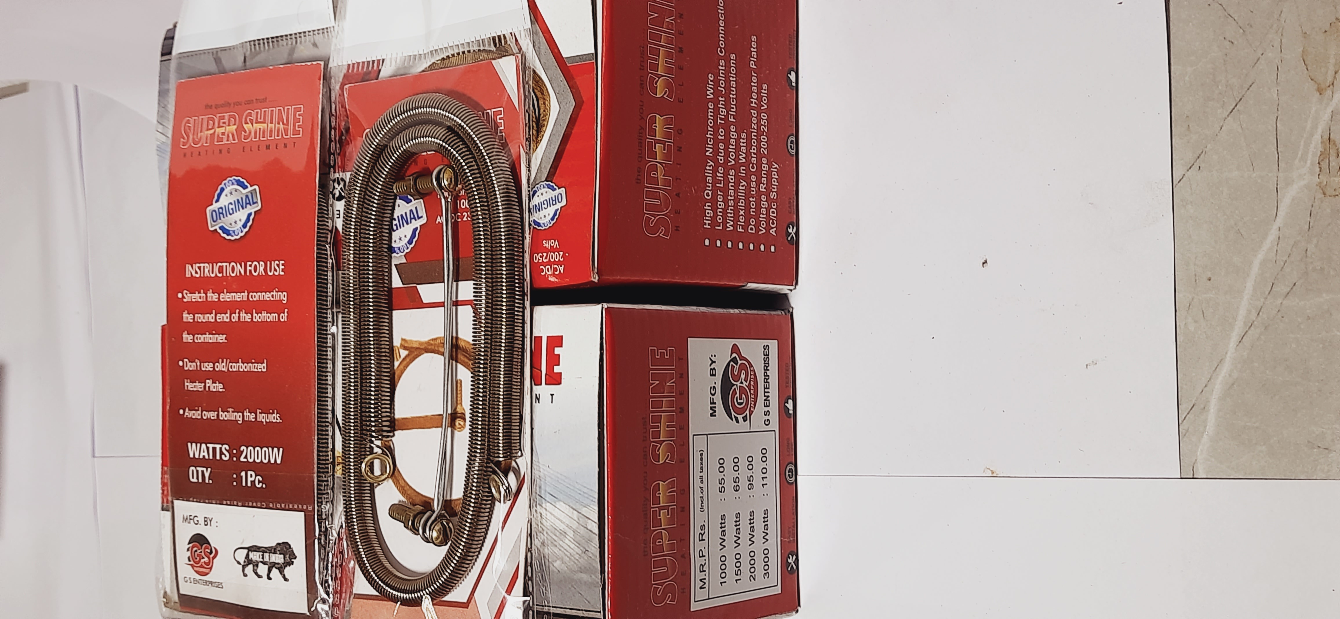 Heating Elements 2000 Watts - Nichrome Wire, 21 Inch Height, U Round Shape, Golden Color | Durable Water Heating Element, 0.35g Weight, 1 Year Warranty