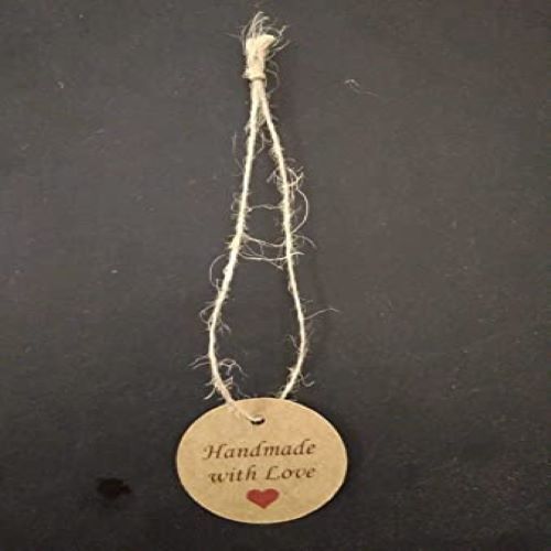 Handmade Round Tags - 1.5 Inch Round Cardboard Tags, Red & Brown Heart Design, Perfect For Garment, Packing, And Homemade Products