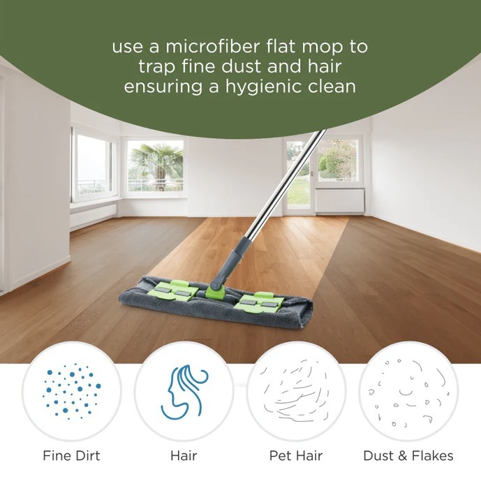 Microfiber Mop - Hypoallergenic Material, 65x14x7 Cm, Multi-colour | 360 Degree Rotating Head, Telescopic Handle, Refills Machine Washable