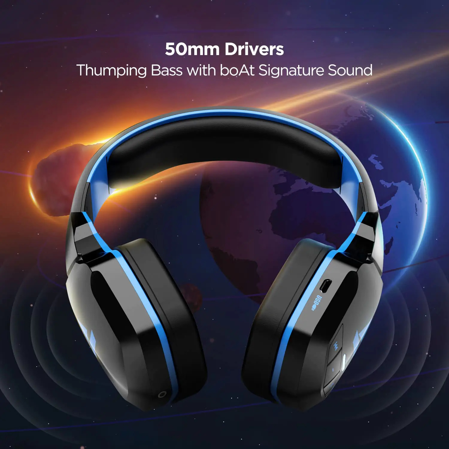 Bluetooth Wireless Over Ear Headphones - Faux Leather & Aluminum | 50mm Drivers, 20-hour Battery Life, Thumping Bass, Comfortable Fit, Stylish Design