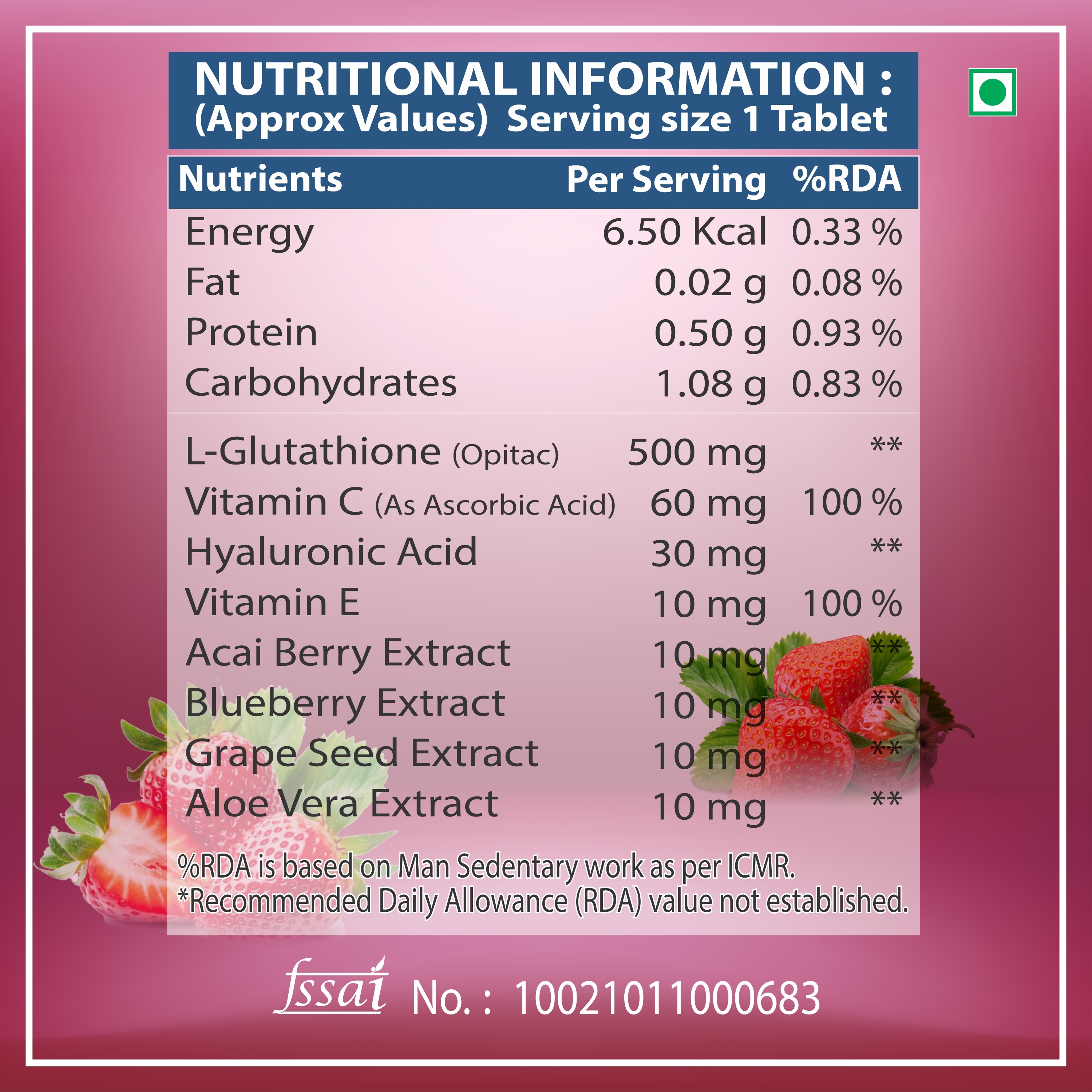 Glutathione Effervescent Tablet Health Supplements