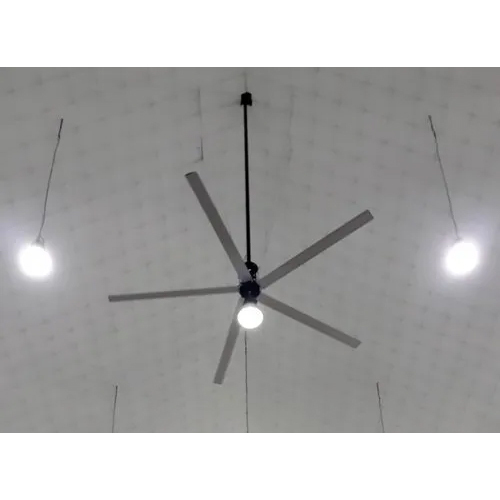HVLS Industrial Ceiling Fan - 24 Feet Size, White Aluminum Finish | 1.2 kW/hr Power Efficiency, Superior Airflow Performance