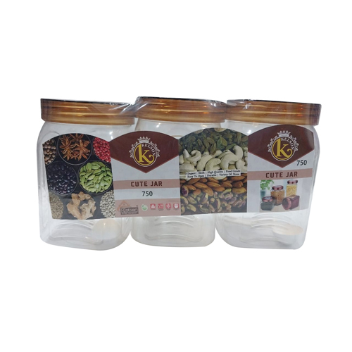 Cute 750ml Glass Jar Set - Durable Plastic, Set of Three Jars, Perfect for Snacks and Kitchen Organization