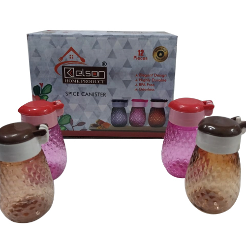 12 Pieces Spice Canister Set - Plastic Material, Different Sizes Available | Polished Surface Finish For Enhanced Aesthetic Appeal
