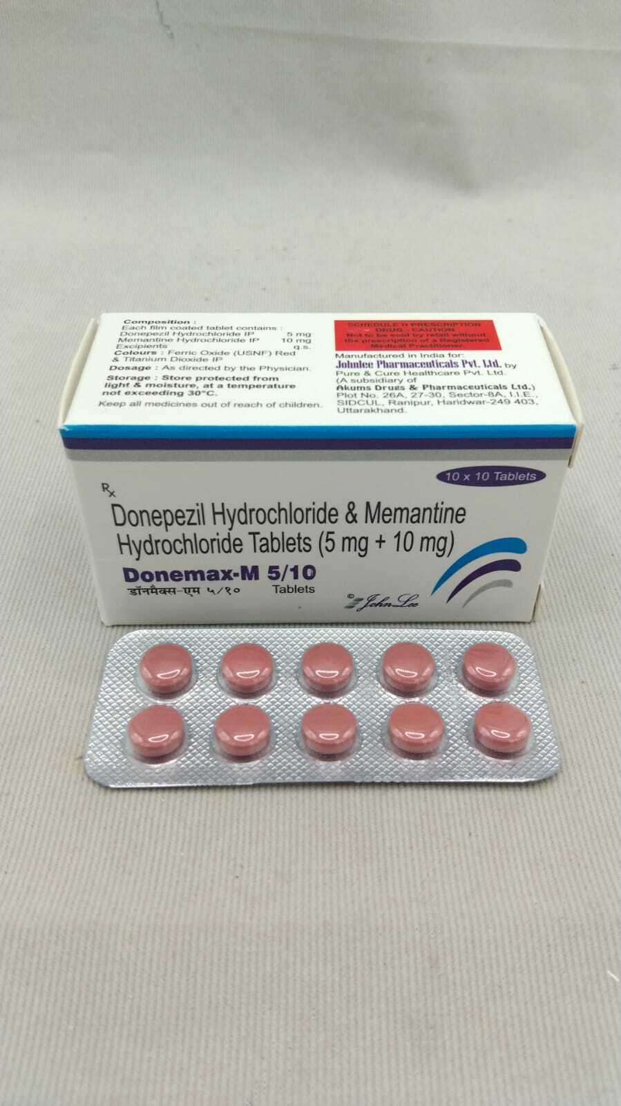 Donepezil Tablet - 5 Mg/10 Mg Dosage | For Dementia Treatment, Adult Use, Store In Dry & Cool Place, 100 Tablets Per Pack