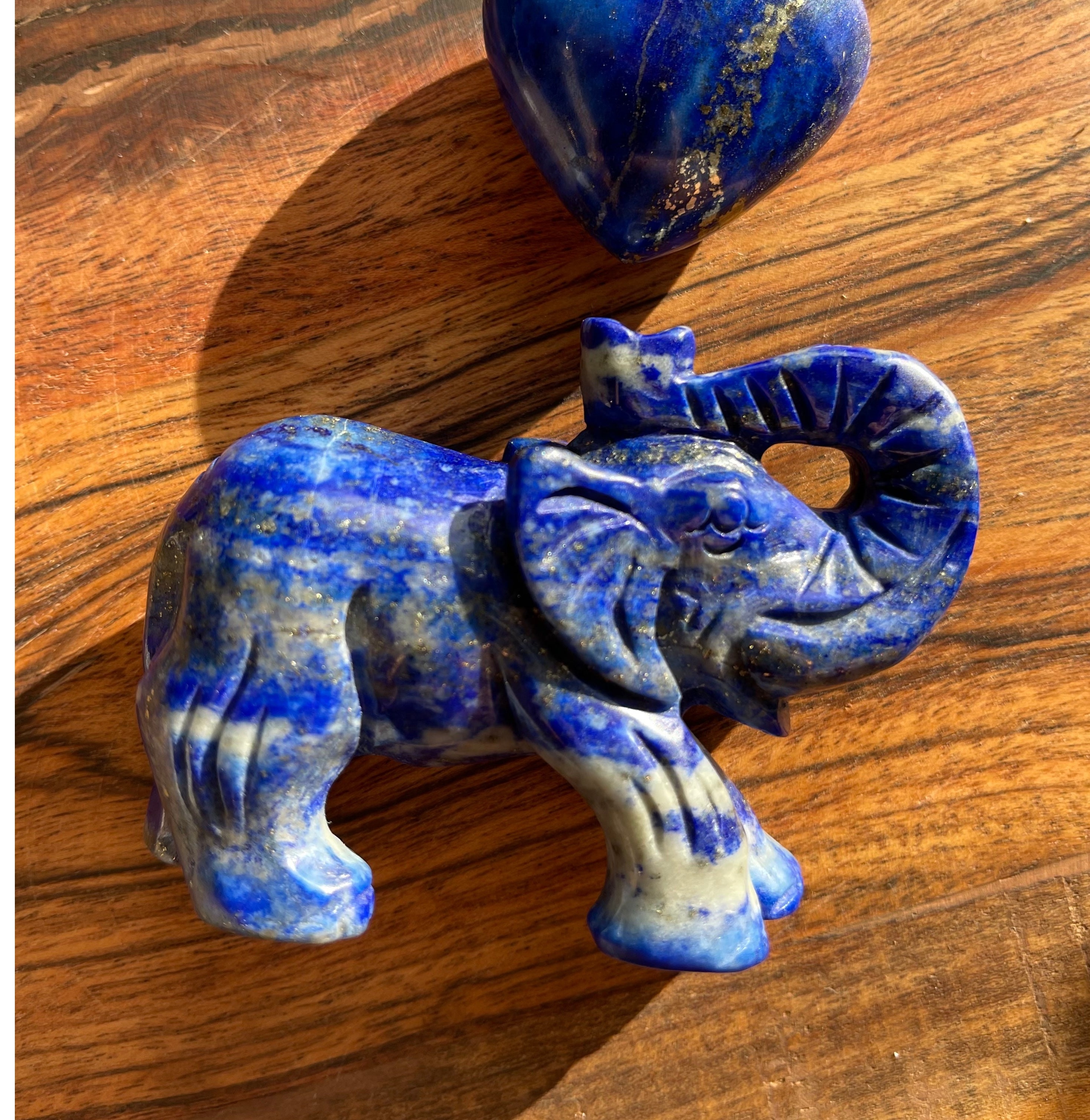 Lapis Lazuli Gemstone Crystal Elephant Statue - Grade: A+