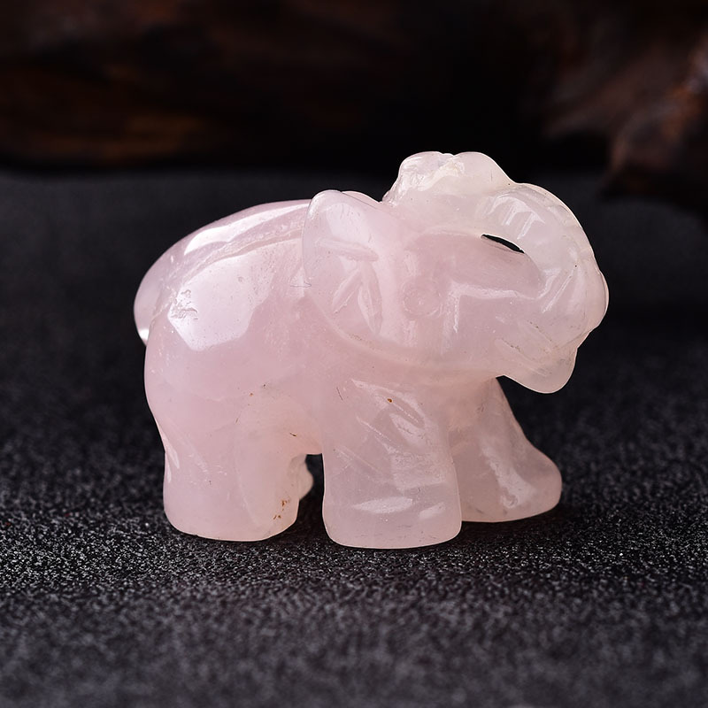 White Clear Quartz Gemstone Crystal Elephant Statue - Grade: A+