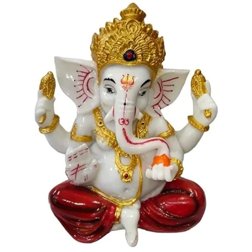 Marble Resin Ganesh Statue - Durable Design, Various Sizes Available | Articulate Painting, Polished Finish, Resilient for Everyday Use