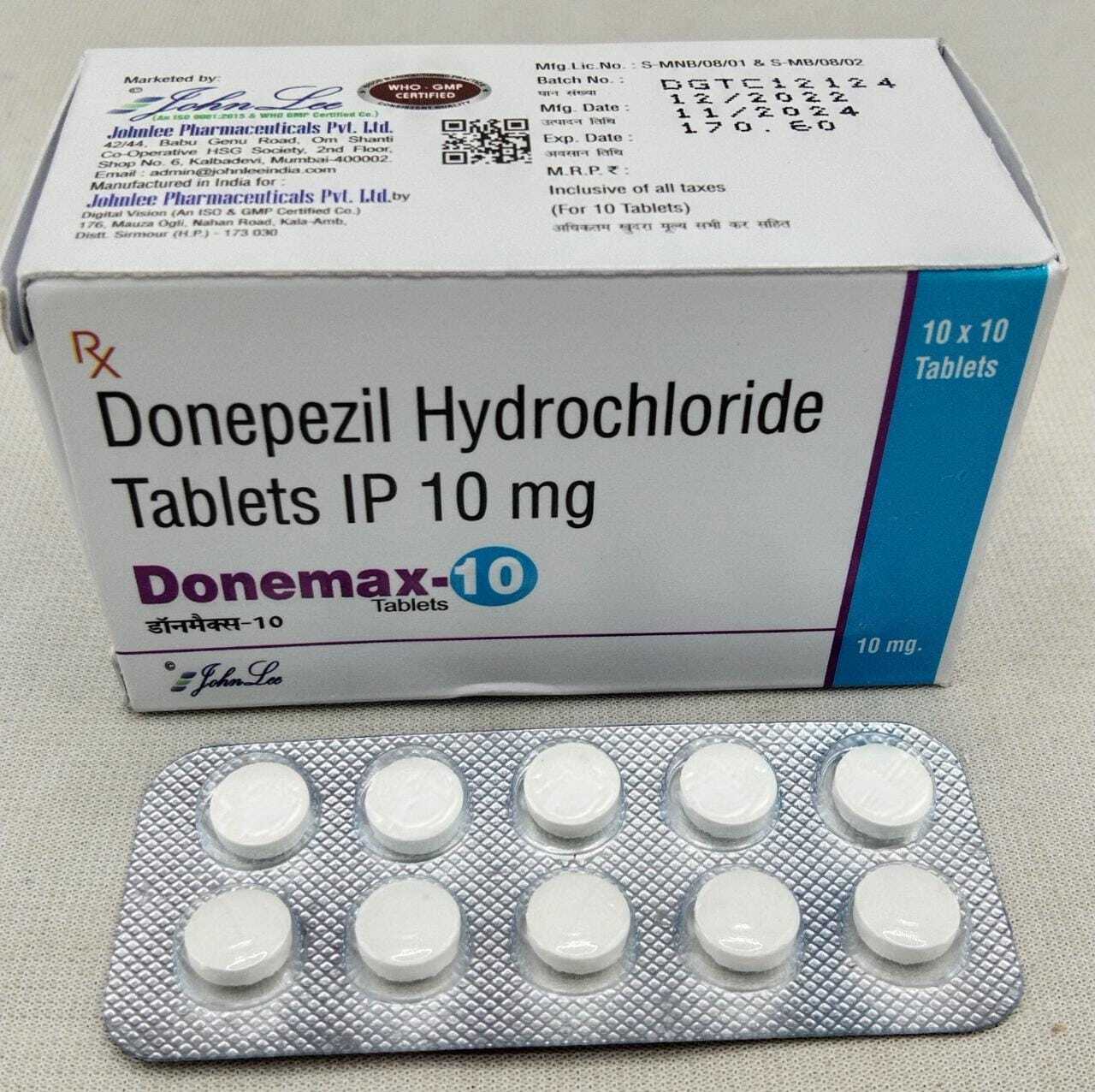 Donepezil Tablet - 5 Mg/10 Mg Dosage | For Dementia Treatment, Adult Use, Store In Dry & Cool Place, 100 Tablets Per Pack