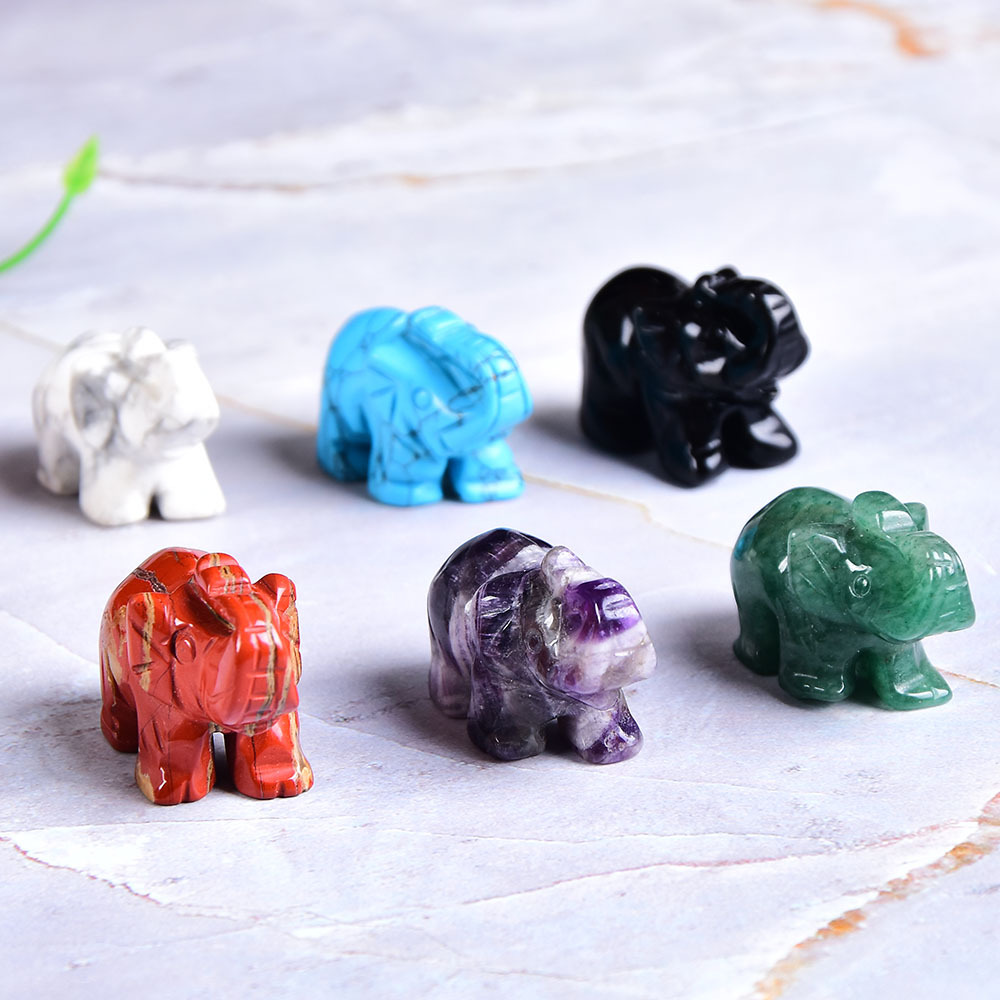 White Jade Gemstone Crystal Elephant Statue - Grade: Aaa