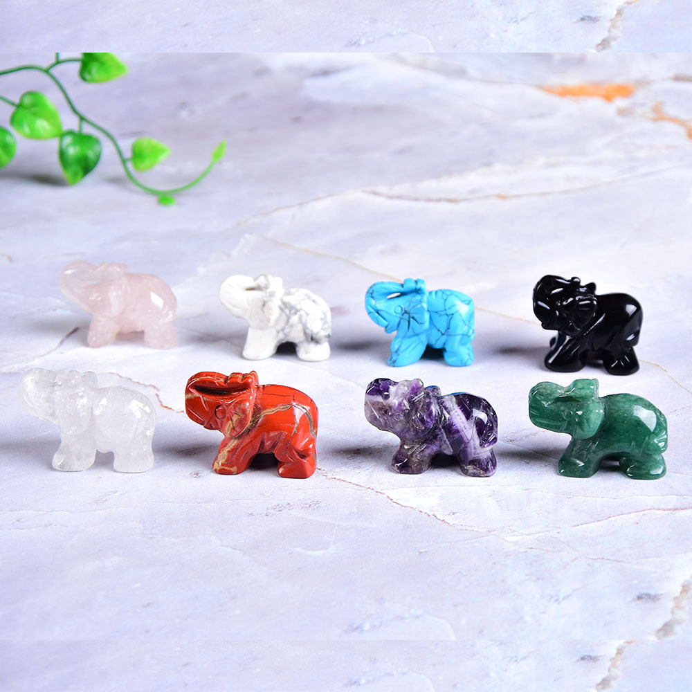 White Jade Gemstone Crystal Elephant Statue - Grade: Aaa