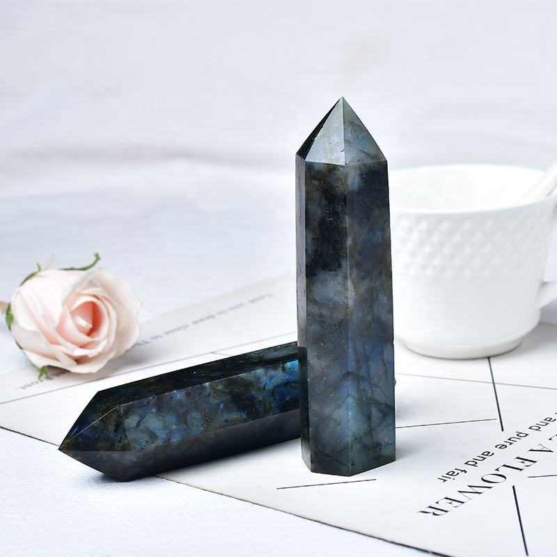 Labradorite Gemstone Tower - Aaa Grade Natural Agate, Free Size | Iridescent Gray Healing Wand For Chakra Balancing And Meditation