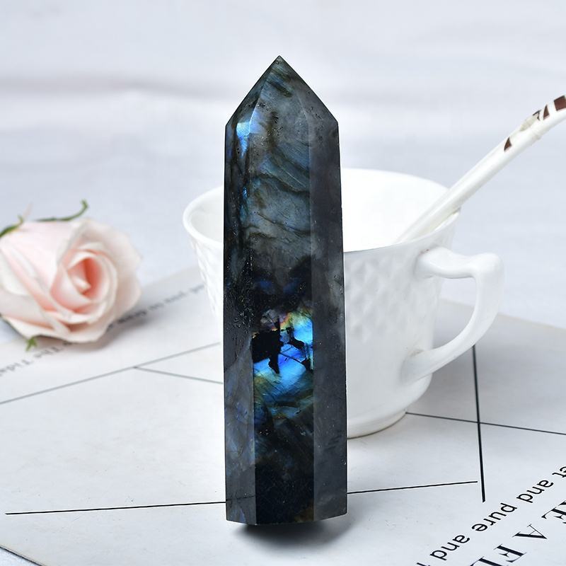 Labradorite Gemstone Tower - Aaa Grade Natural Agate, Free Size | Iridescent Gray Healing Wand For Chakra Balancing And Meditation