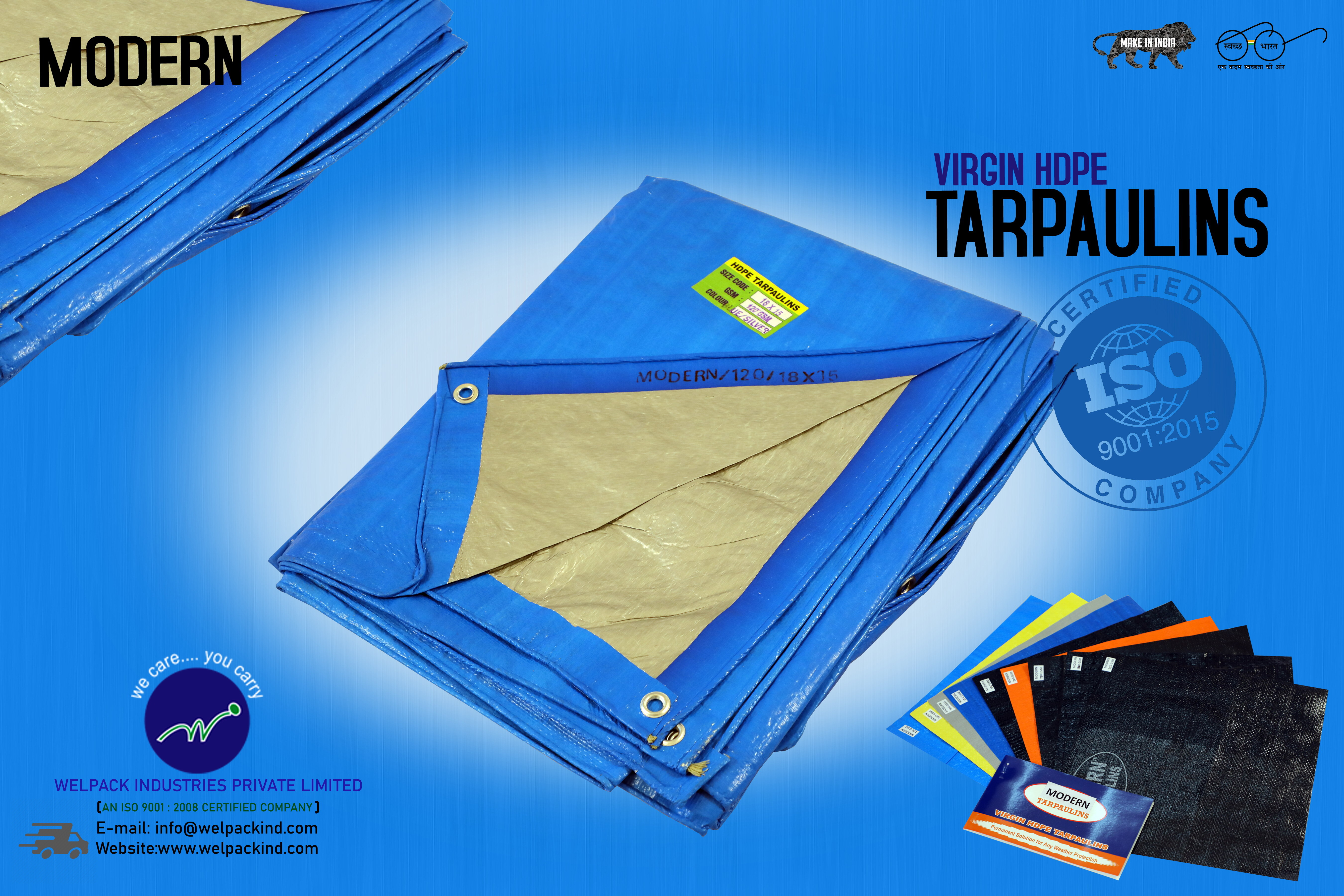 Hdpe Tarpaulin - 30x18 Square Feet, Blue Woven Design, Triple Layer Waterproof, Lightweight And Durable