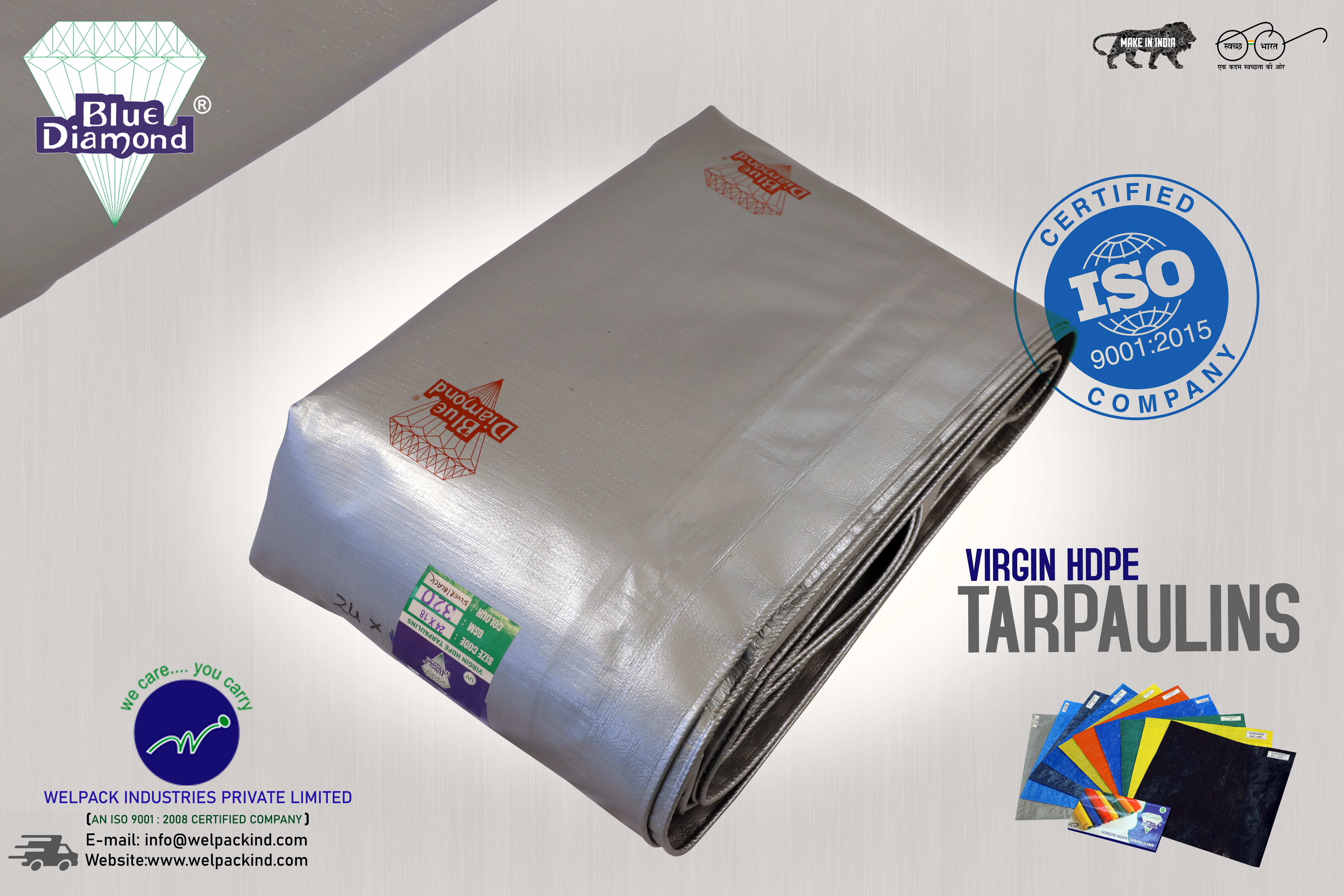 Hdpe Tarpaulin - 30x18 Square Feet, Blue Woven Design, Triple Layer Waterproof, Lightweight And Durable