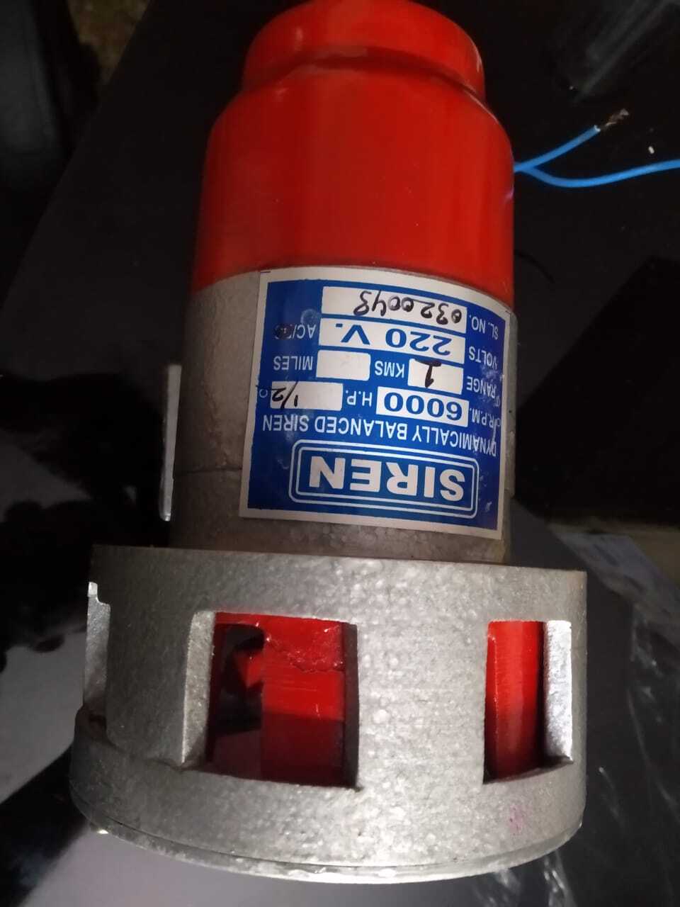 Electric Siren - 3hp, 2880rpm, 5km Range | Aluminum Body, Copper Winding, 220v/440v Power Supply, Horizontal Mounting