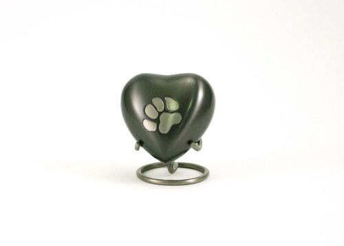 Brass Pet Keepsake - Various Sizes, Handcrafted With Pewter Finish And Stand, Engraving Technique - Available In Aluminum