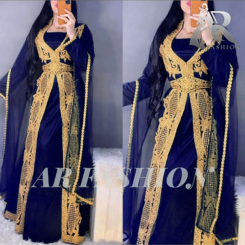 Royal Modern Dubai Moroccan Party Wear Aaree Work Design Jalabiya Jacket Dress Bust Size: 52 Inch (In)