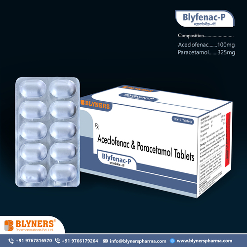 Blyfenac-p Tablet - 100 Mg Aceclofenac & 325 Mg Paracetamol | Pain Relief For Arthritis, Muscle Aches, Tooth And Throat Discomfort