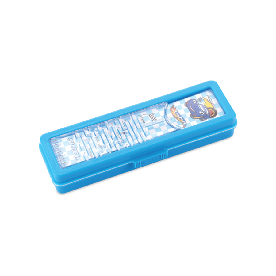 School Time Pencil Box - Virgin Pp Material, Dual-sided Open, Multicolor Design | Durable Plastic, Soft Edges, Dual Compartments, Backpack Friendly