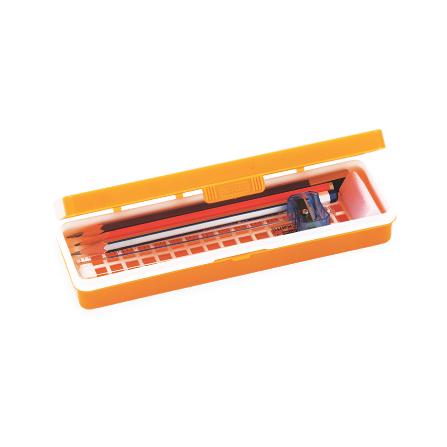 School Time Pencil Box - Virgin Pp Material, Dual-sided Open, Multicolor Design | Durable Plastic, Soft Edges, Dual Compartments, Backpack Friendly