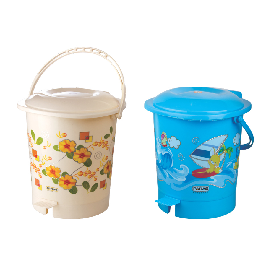 Comfort Paddle Dustbin - High Quality Virgin Plastic, Small & Medium Sizes , No Touch Design With Foot-step Pedal, Odour-containment Lid