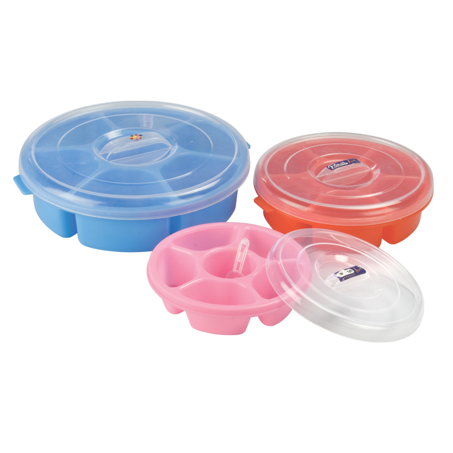 7 Star Masala Box - Food Grade Pp Material, Multicolor, Different Sizes Available | Airtight Design With Locking Lid, Includes Small Containers And Spoons
