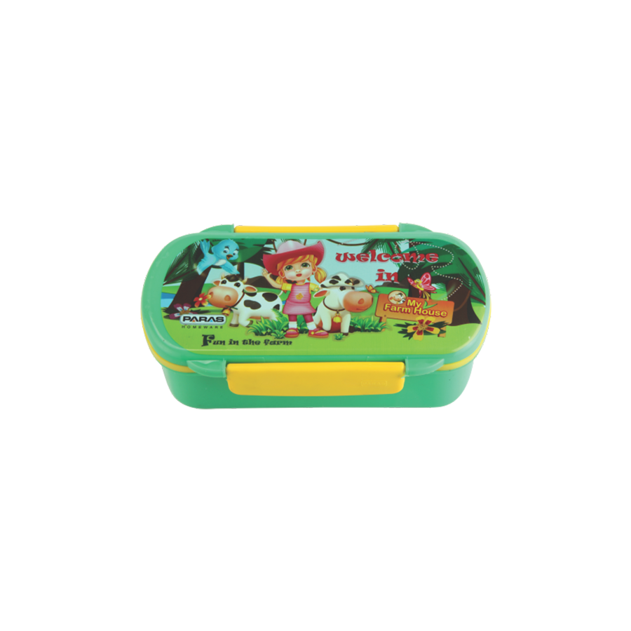 Slim Multicolour Tiffin Box - High Quality Polypropylene, Lightweight & Easy To Carry | Spill-proof, Airtight Design With Mini Container, Spoon & Fork