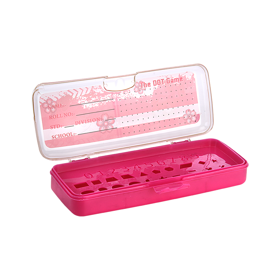 Linc Pencil Box - Virgin Pp Material, Sizes: Small, Medium, Large | Multicolour Designs, Unbreakable Transparent Top, Easy To Clean With Waterproof Sticker, Includes Stencil A-z & 0-9