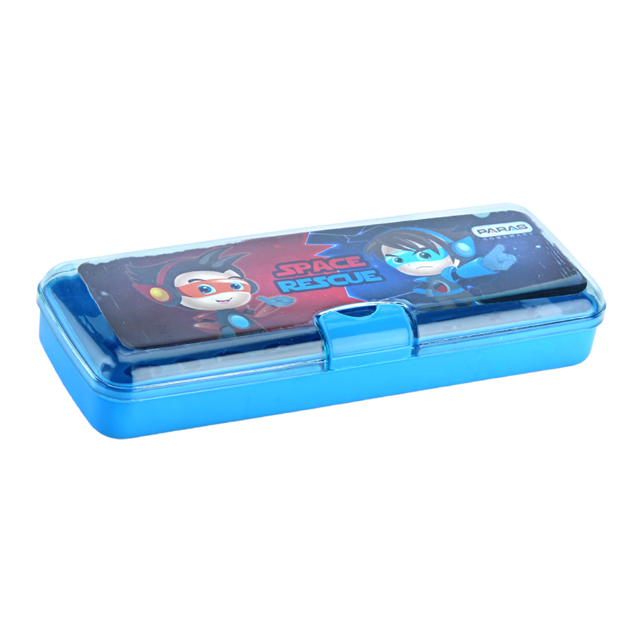 Linc Pencil Box - Virgin Pp Material, Sizes: Small, Medium, Large | Multicolour Designs, Unbreakable Transparent Top, Easy To Clean With Waterproof Sticker, Includes Stencil A-z & 0-9