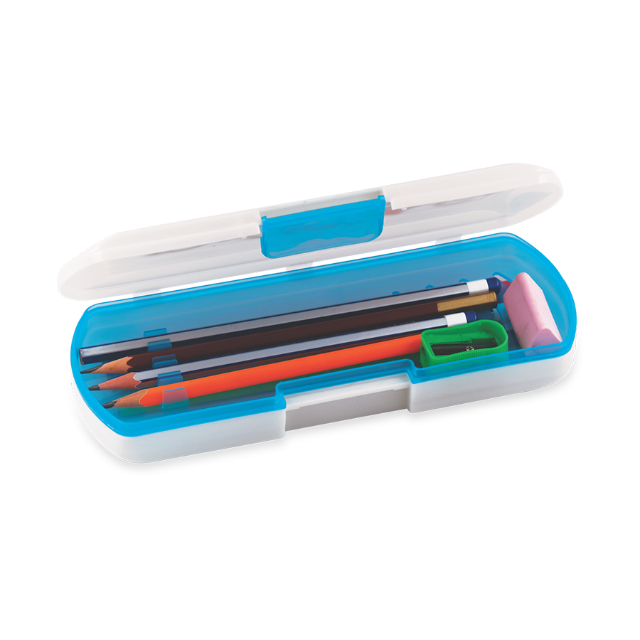 Word Pencil Box - Virgin Pp Plastic, Two Compartment Design, Multicolor With Printed Styles , Includes Tray And Pencil Holder For Organized School Use