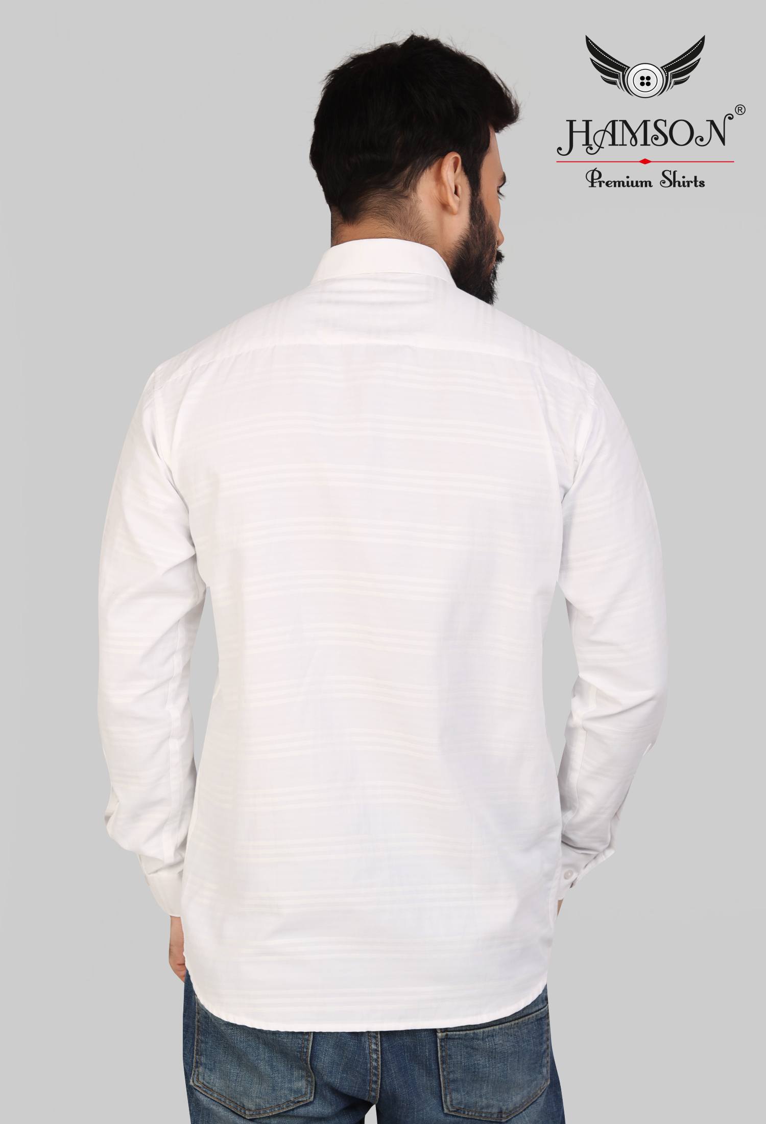 Mens Cotton Blended Stripes Shirts Ace 4 - Cotton Blend, Sizes L/xl/xxl, Color: White | Anti-wrinkle, Breathable, Washable, Standard Collar, Full Sleeves
